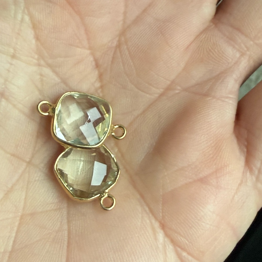 Sterling Silver and Yellow Gold Vermeil Citrine & Green Amethyst Gemstone Connec - Picture 3 of 3